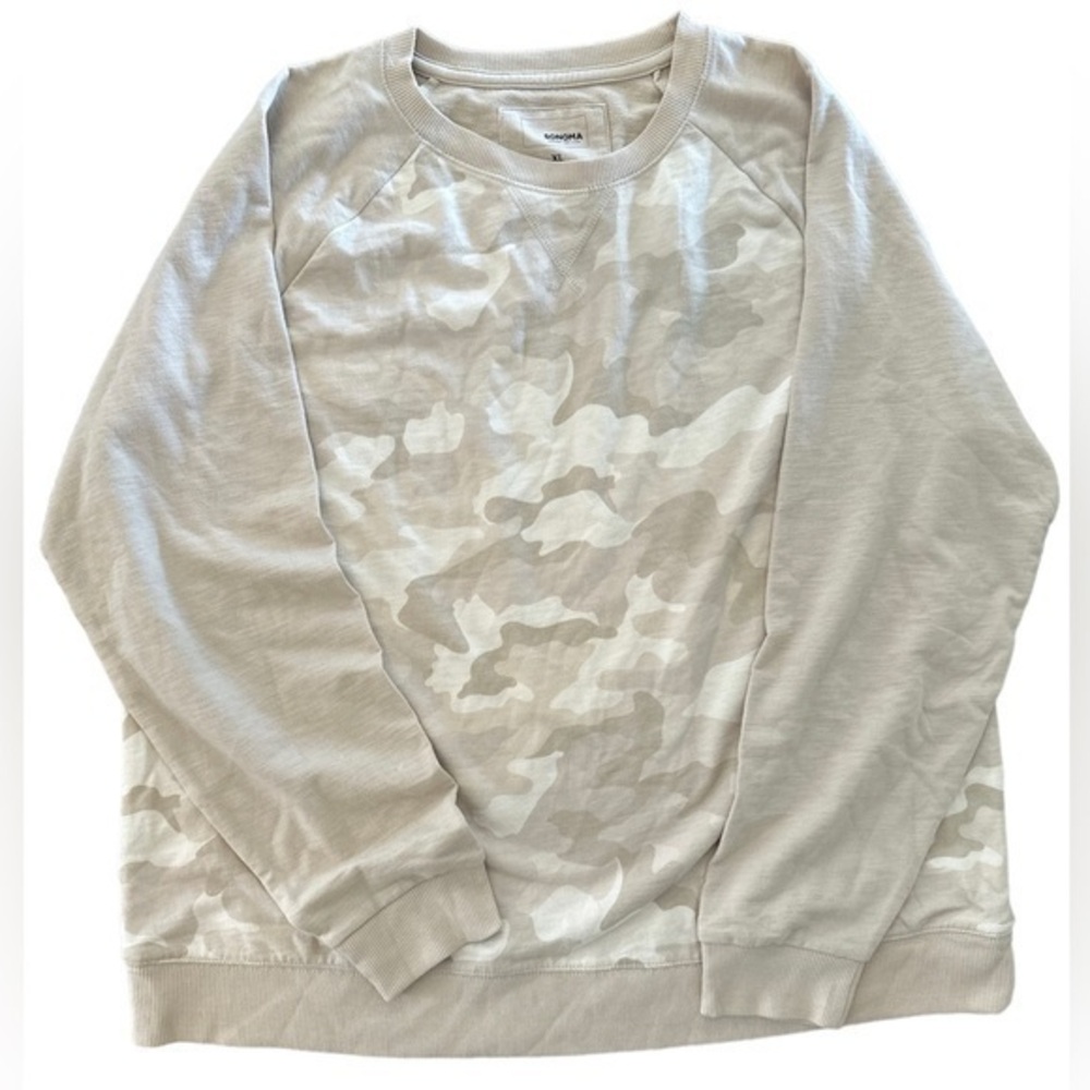 Sonoma Unisex Cream Camo Long Sleeve Top Size XL